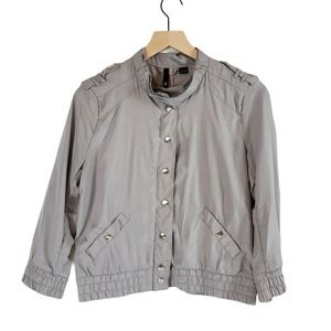 Vtg H&M Divided Passport Jacket Gray Womens Size 8 Light Weight Windbreaker Moto